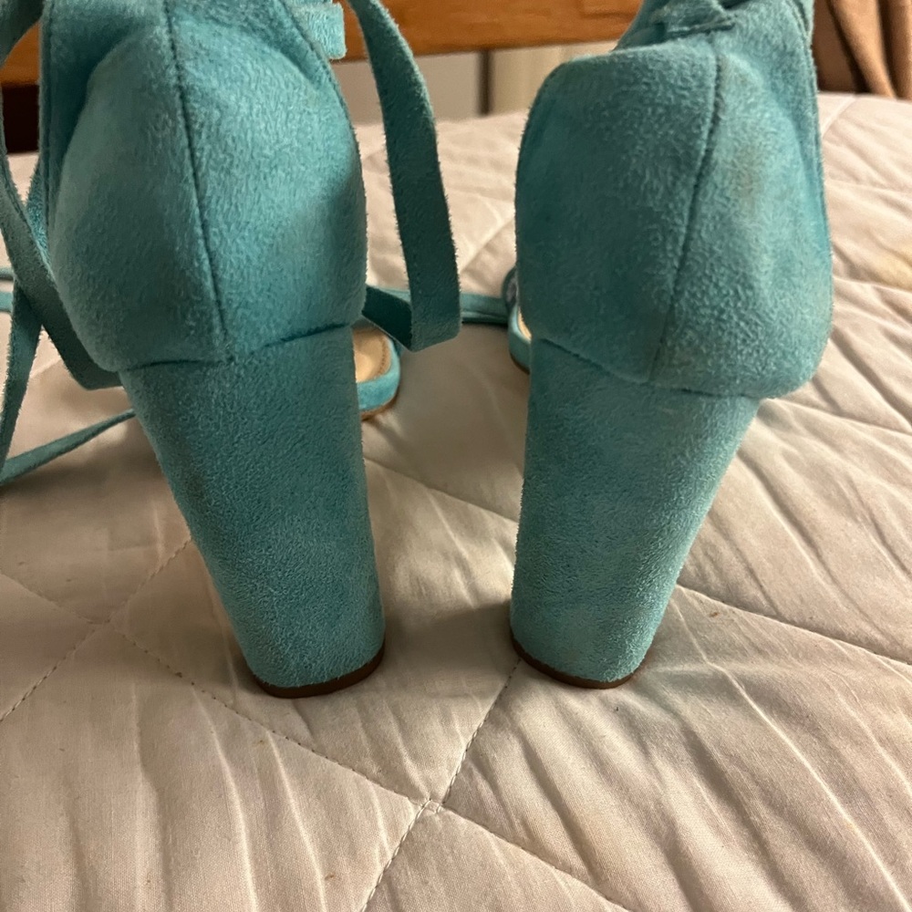 Blue heels lace up tie up